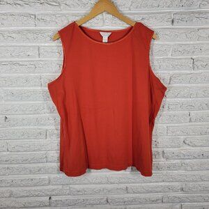 CJ Banks Women’s 2X Tank Top Orange 100% Cotton Knit Sleeveless Plus ORA27E